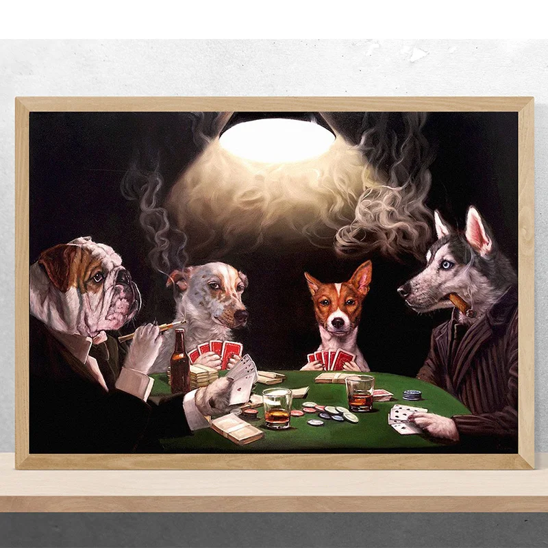 

Dogs Playing Poker Funny Style Posters And Prints Canvas Painting Pictures On The Wall Abstract Decorative Home Decor Obrazy