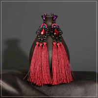 bohemia long statement tassel earrings hot sale vintage geometric red silk drop earrings for women new fashion jewelry