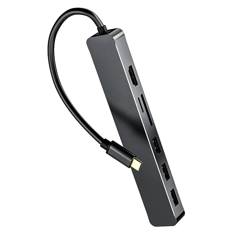 

Лидер продаж-7 в 1 Расширенный док-станция для Тип с разъемами типа C и VGA Hdmi USB3.0x3 кард-ридер Тетрадь конвертер