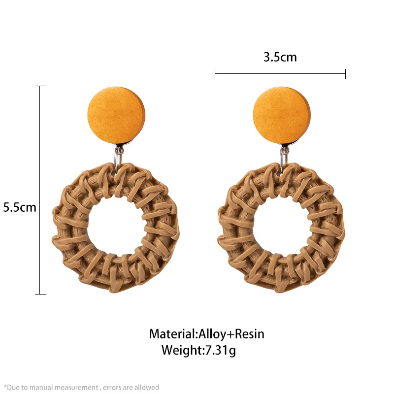 Женские плетеные серьги в Корейском стиле коричневые белые геометрические