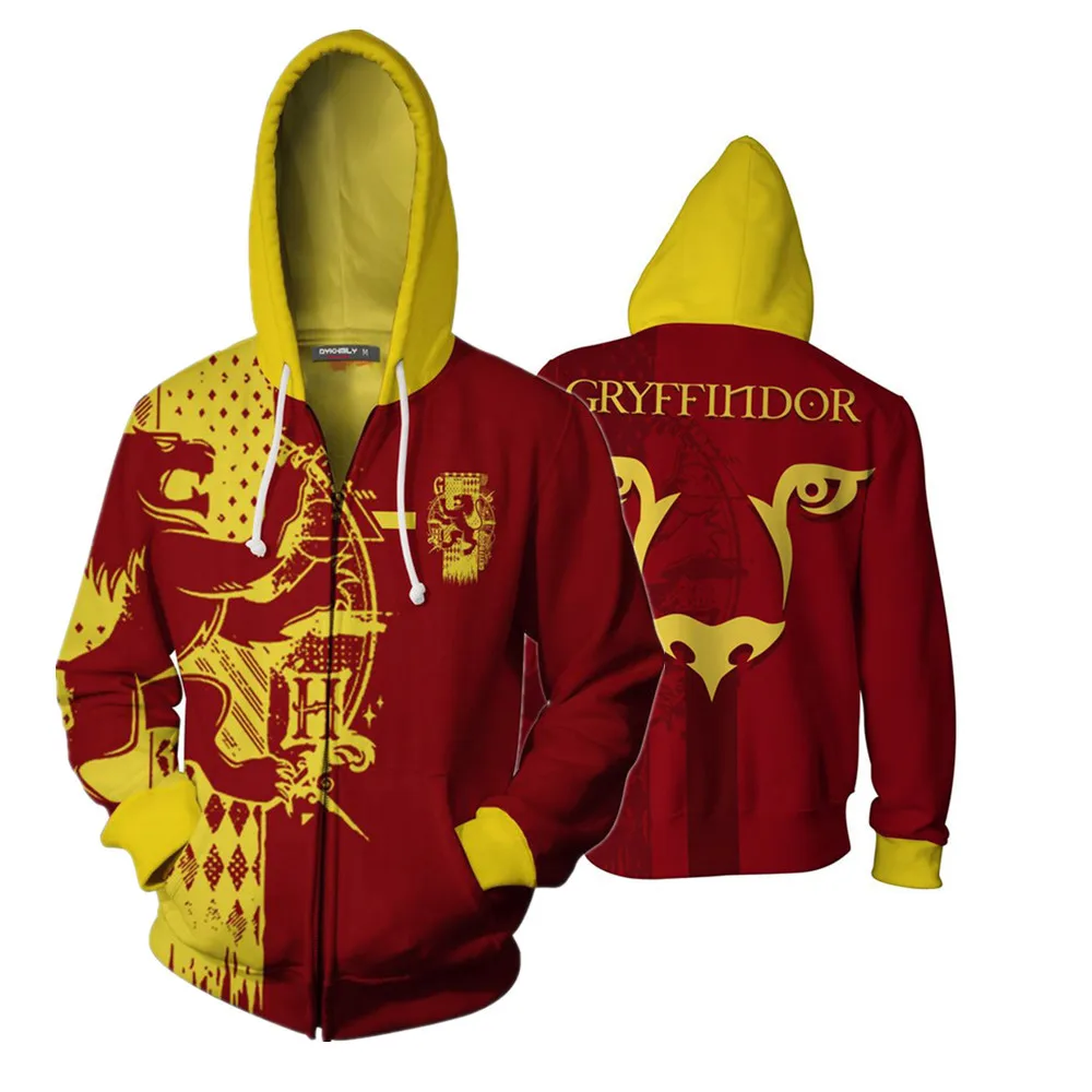 Gryffindor Wizardry Gryffindor Slytherin Ravenclaw косплей костюм для мужчин и женщин толстовки пуловер Trackusits Повседневная куртка на молнии - Цвет: Gryffindor