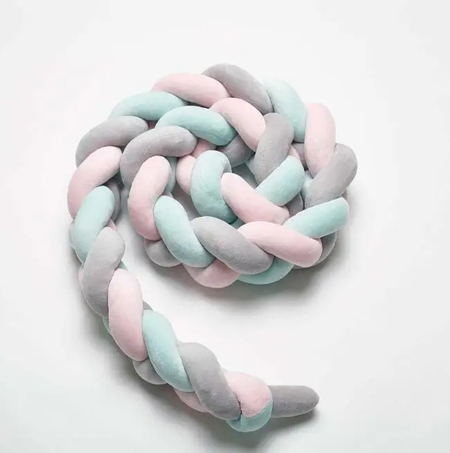 2m pink gray green 2,2 м длина ребенок ручной работы noary узел новорожденный кровать бампер длинная завязанная коса подушка детская кровать бампер узел кроватка декор для детской комнаты - Цвет: 2m pink gray green