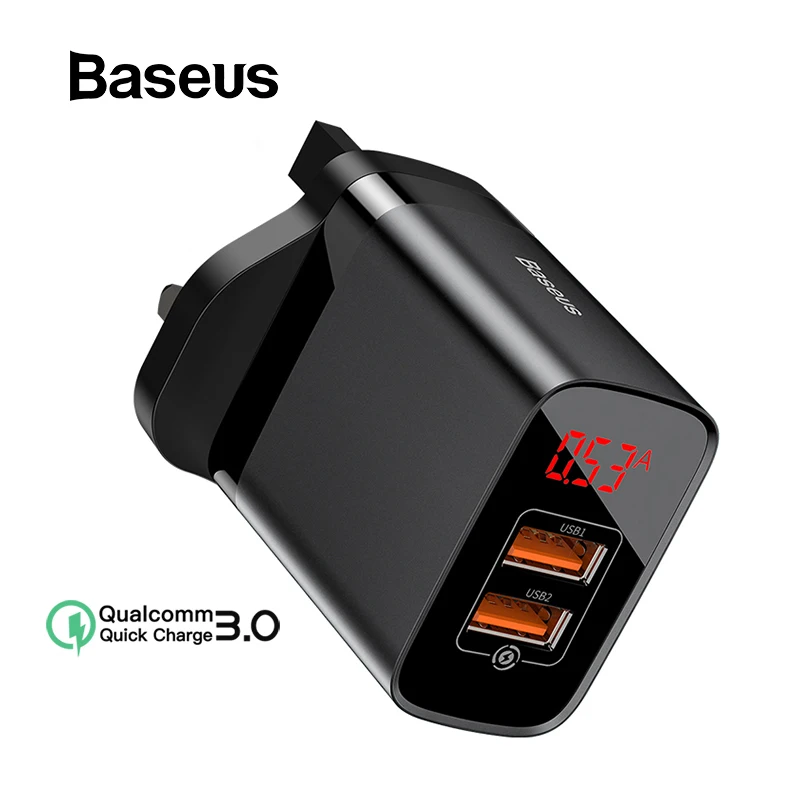 Baseus 18 Вт USB зарядное устройство для iPhone11 Pro Max Quick Charge 3,0 быстрое зарядное устройство для телефонов Великобритания настенное зарядное устройство AFC для Samsung Путешествия Великобритания вилка