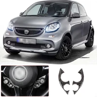 for mercedes benz smart 2016 2021 steering wheel button stickers real carbon fiber 2 piece car interior modification accessories