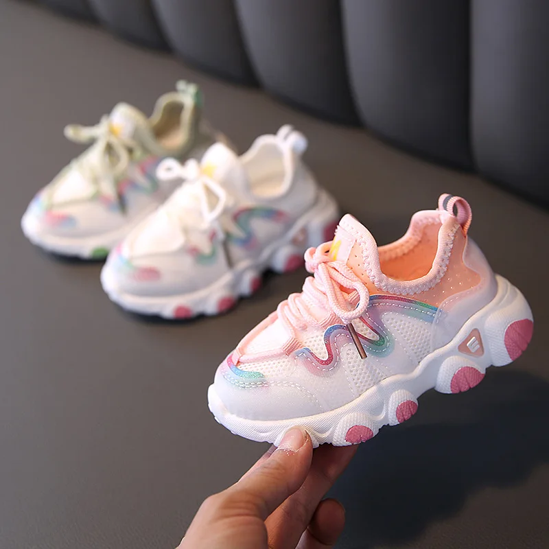 2021New Spring Children Shoes For Girls Sport Shoes Fashion Breathable Baby Shoes Soft Bottom Non-slip Casual Kids Girl Sneakers