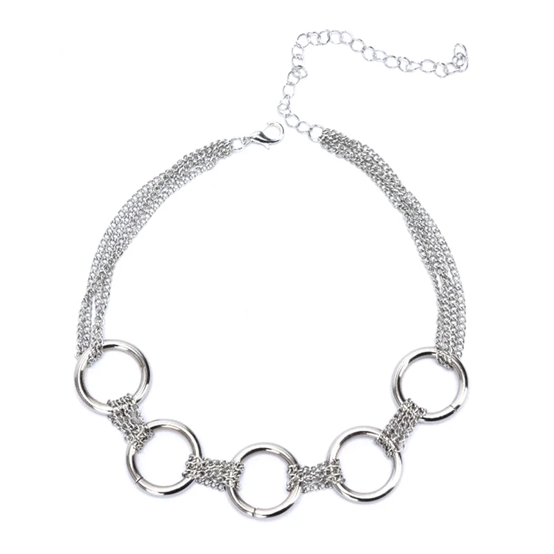 for Women Neck Collar Statement Necklace Jewelry 4 Styles Punk Style Zinc Alloy Chain Link Iron Circles Choker | Украшения и