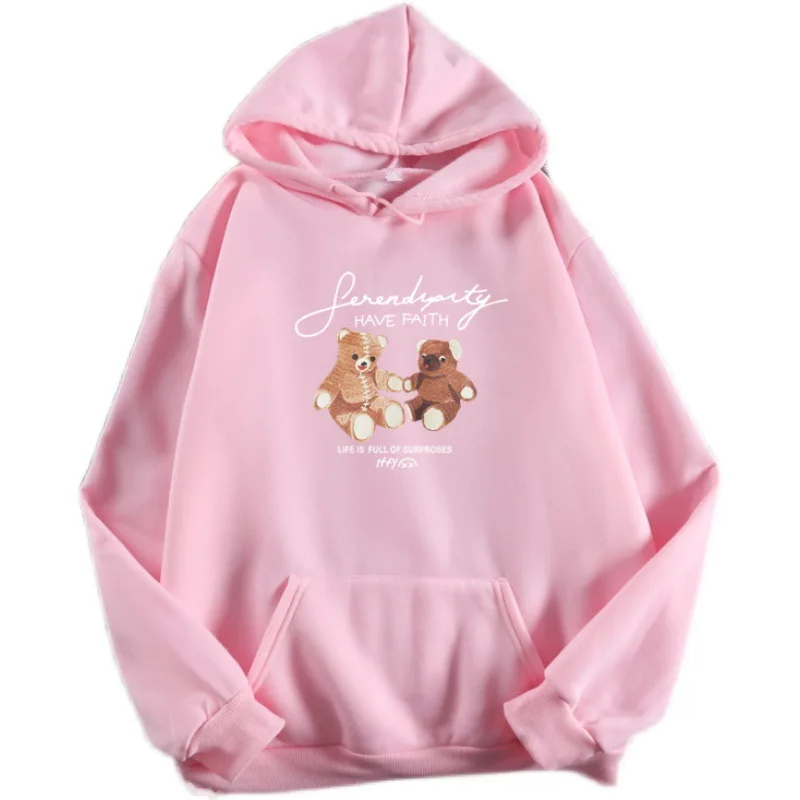 

Girls 2022 Cartoon Printing Loose Spring Autumn Pullover Drawstring Hooded Sweatshirts Fashion Street New Young Style Cute Top