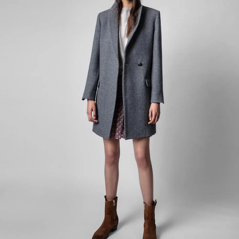 

Женское шерстяное пальто, повседневное длинное пальто на одной пуговице, Осень-зима 2021