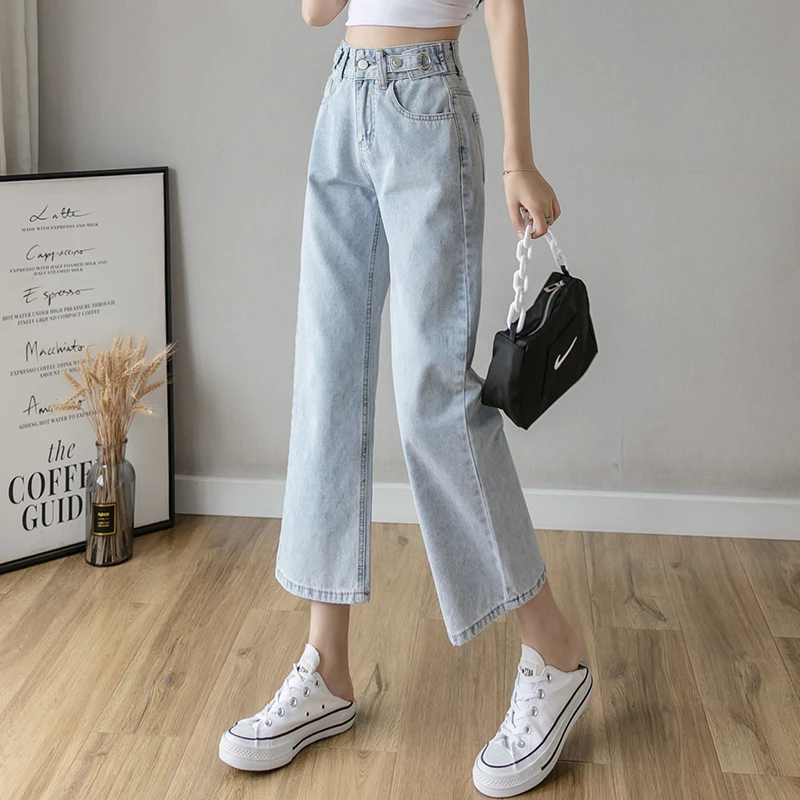 145 короткие слегка полные с широкими штанинами джинсы женская летняя одежда 150