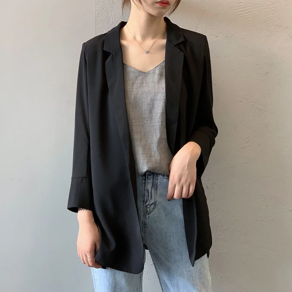 Повседневный Женский блейзер с отложным воротником корейский модный тренд