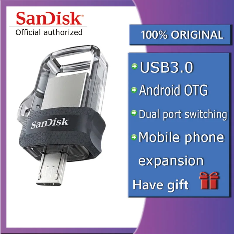 Sandisk USB флэш-накопитель OTG 32G 64G 128G USB3.0 ручка-накопитель крошечная Флэшка карта памяти запоминающее устройство U диск для мобильного телефона