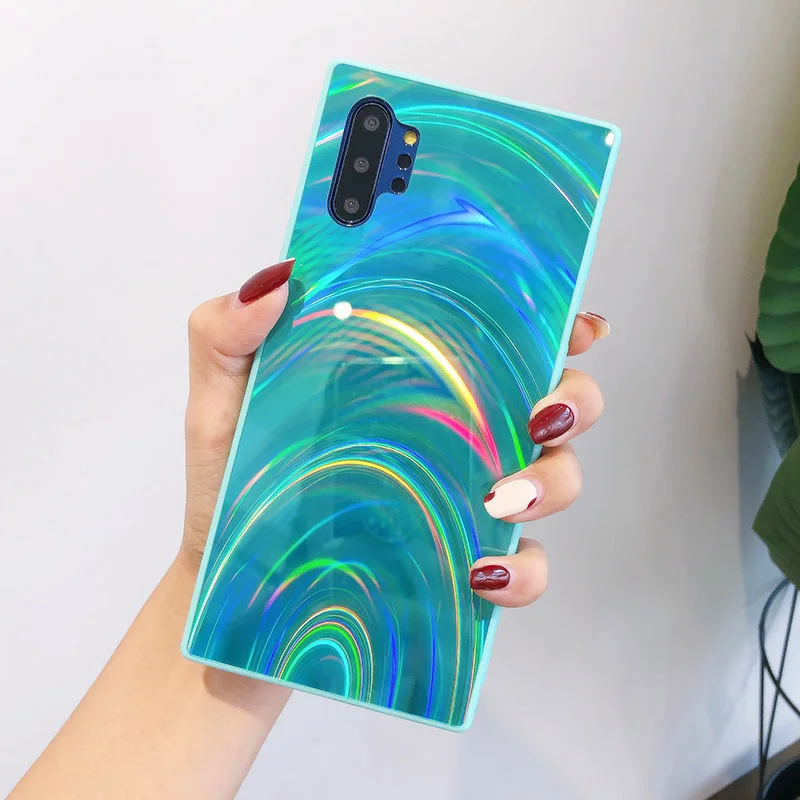 Green YHBBCASES для samsung Note 10 8 9 модные лазерные радужные чехлы для телефонов samsung Galaxy S8 S9 S10 Plus цветной мягкий чехол Аврора - Цвет: Green