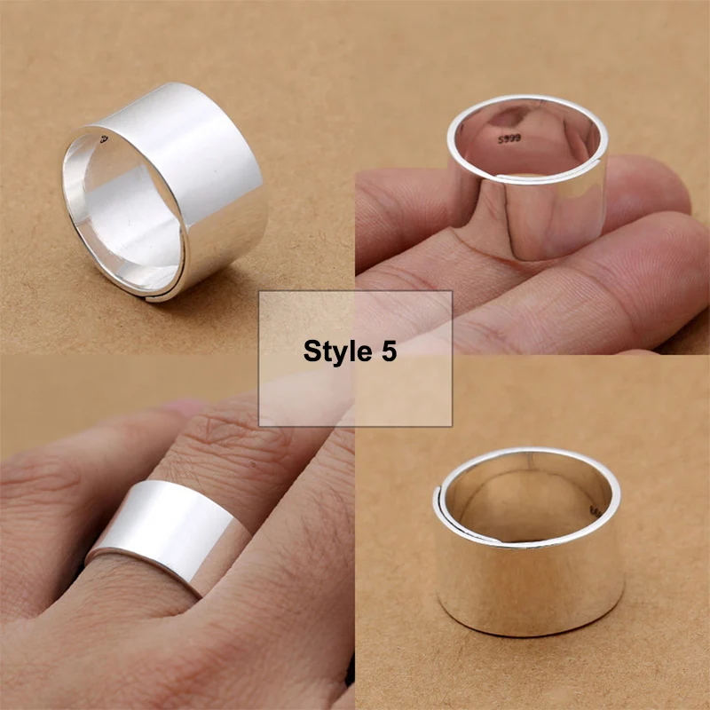 

Free Engrave Letter S999 Sterling Silver Ring Adjustable Simple Band Women Men Couple Lovers Rings Jewelry Valentine's Day Gift