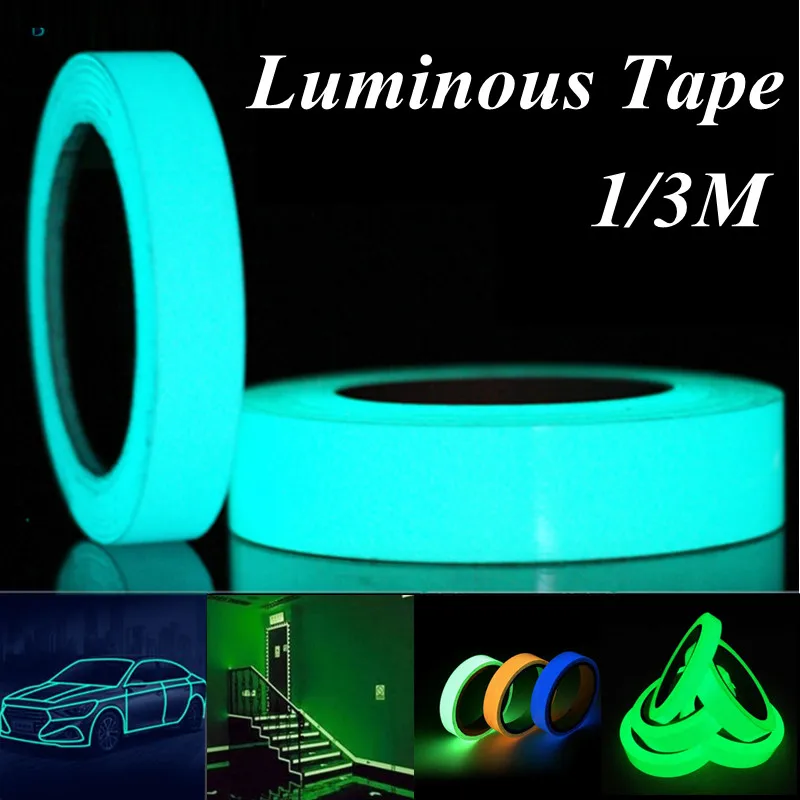 

1M/3M Luminous Tape Reflective Sticker Warning Strip Waterproof Self-adhesive 1Roll Glow In The Dark Bike Car Home Decoration