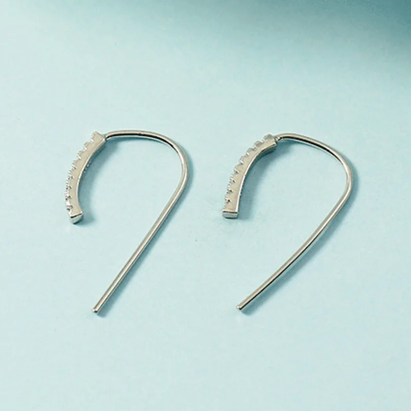 

Fashion Jewelry 925 Sterling Silver U-Type Zircon Exquisite Curved Ear Hook Womans Earrings