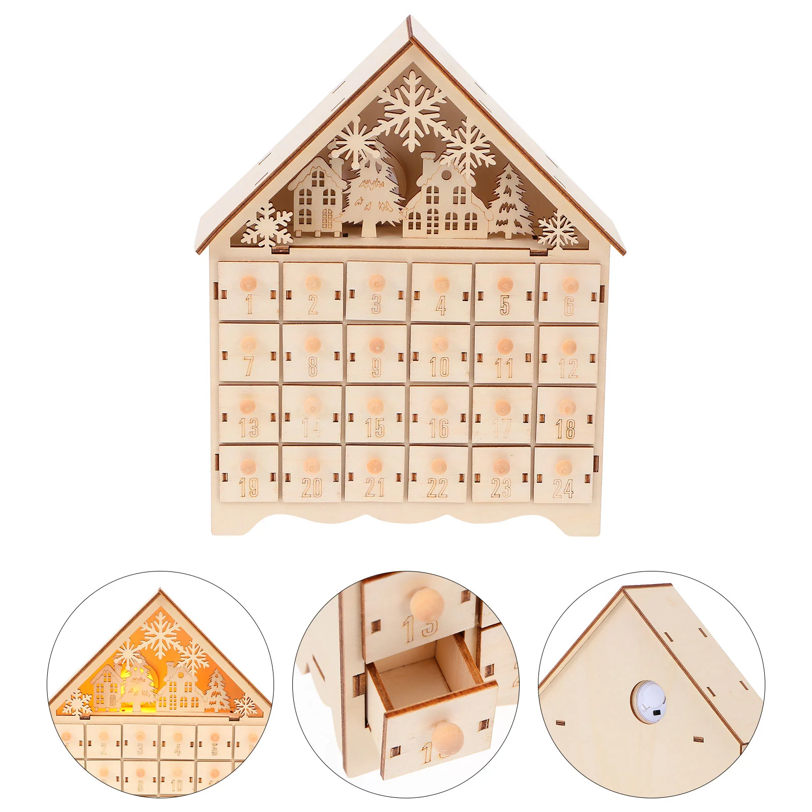 

1Pc Chirstmas Wooden LED Calendar Home Snowflake Calendar Decoration Khaki