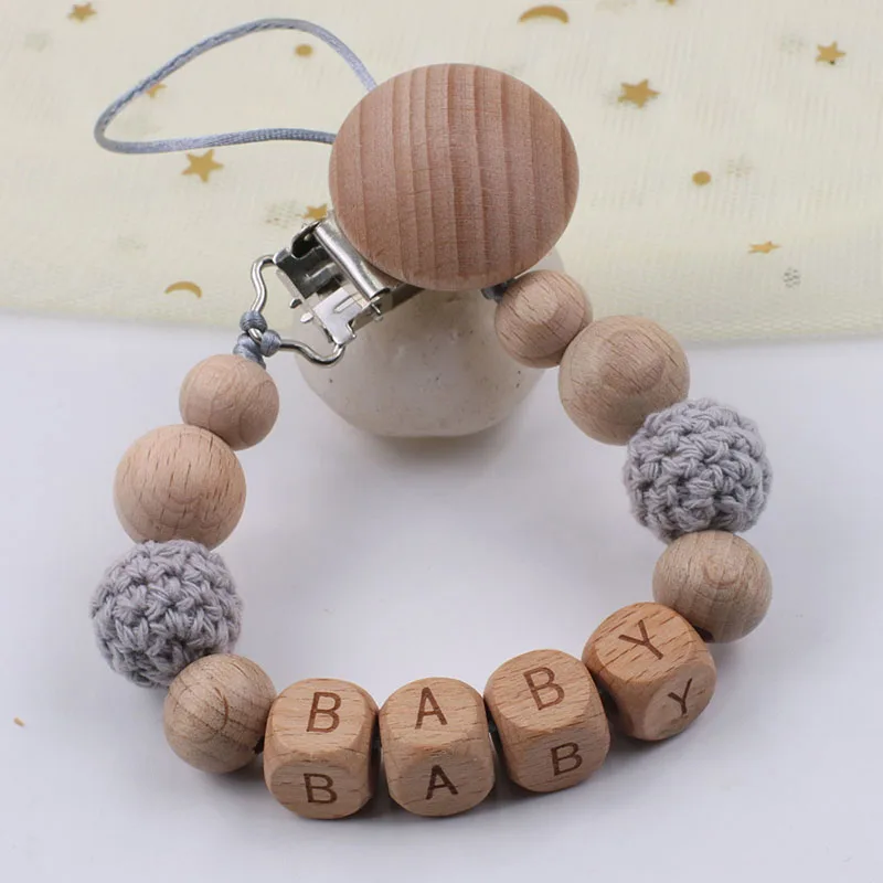 Chip Dale Personalized Name Beech Wood Pacifier Clips Chain Safe Teething Baby Teether Dummy Holder Product | Мать и ребенок