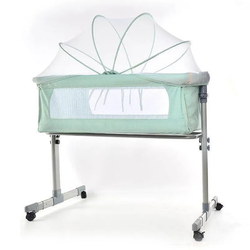 Green(Can Adjustable Переносная кровать, соединенная с обычной большой кроваткой родителей, переносная кровать для путешествий, переносная кроватка, дышащая Складная регулируемая по высоте кроватка - Цвет: Green(Can Adjustable