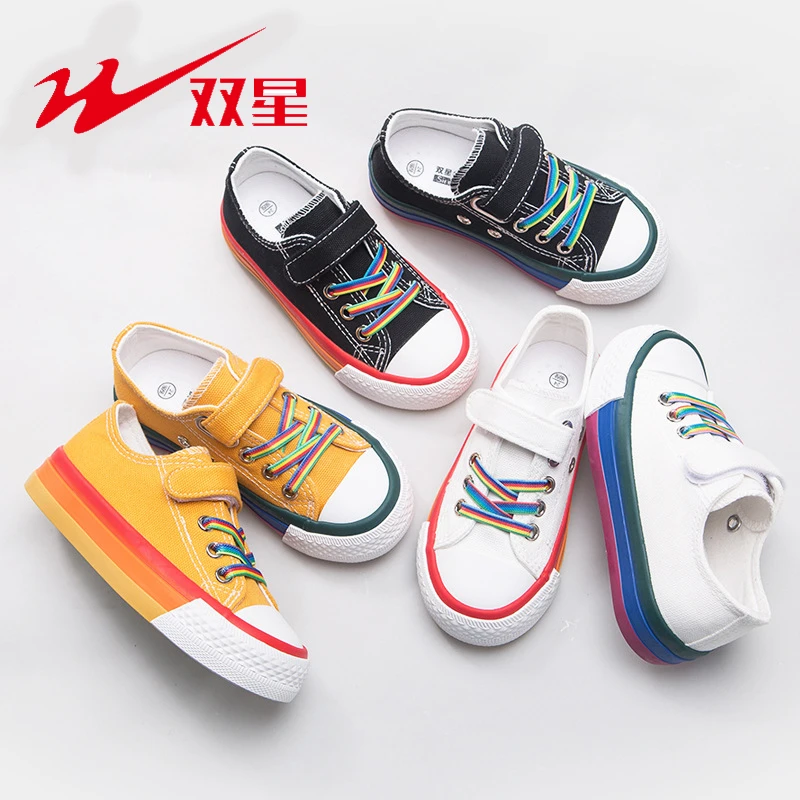Детская обувь с двойной звездой парусиновая для мальчиков и девочек Спортивные