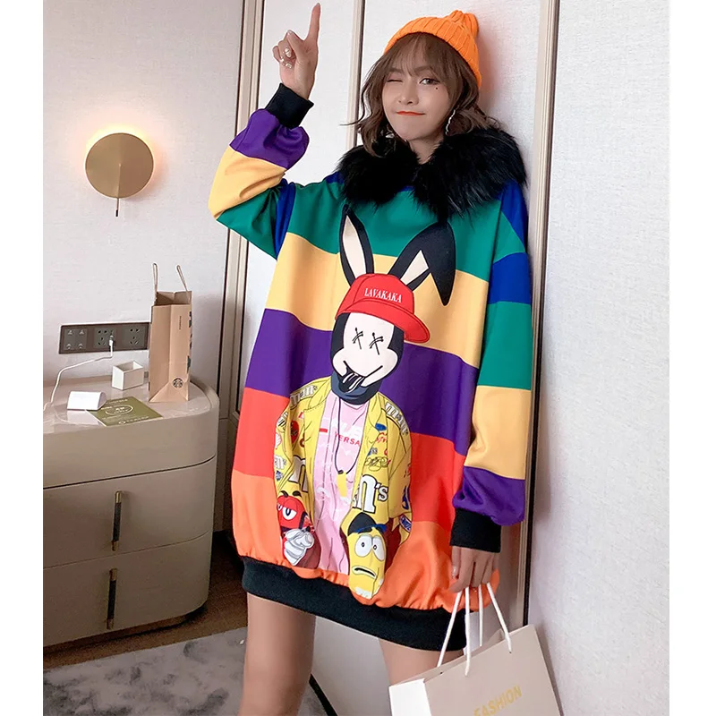 Зимние Бархатные свитера 2020 Модные женские свободные свитшоты с меховым