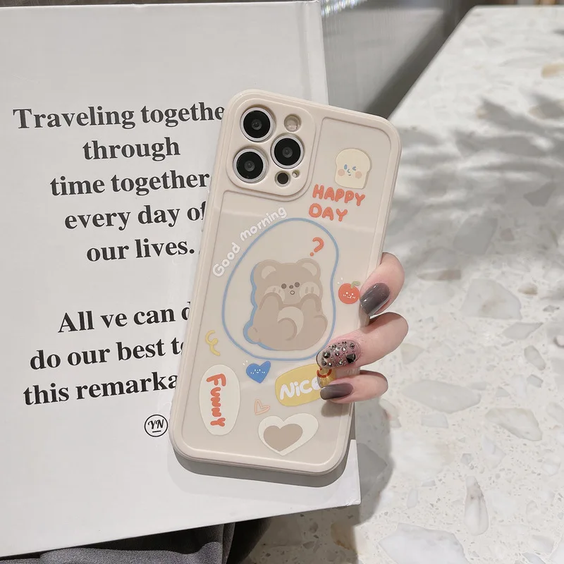 

2021 High Quality Cartoon Bear Cover Case For iPhone 12 12Pro 12Mini 12ProMax 11 11Pro 11ProMax SE2020 8 7Plus 8Plus X XR XSMAX