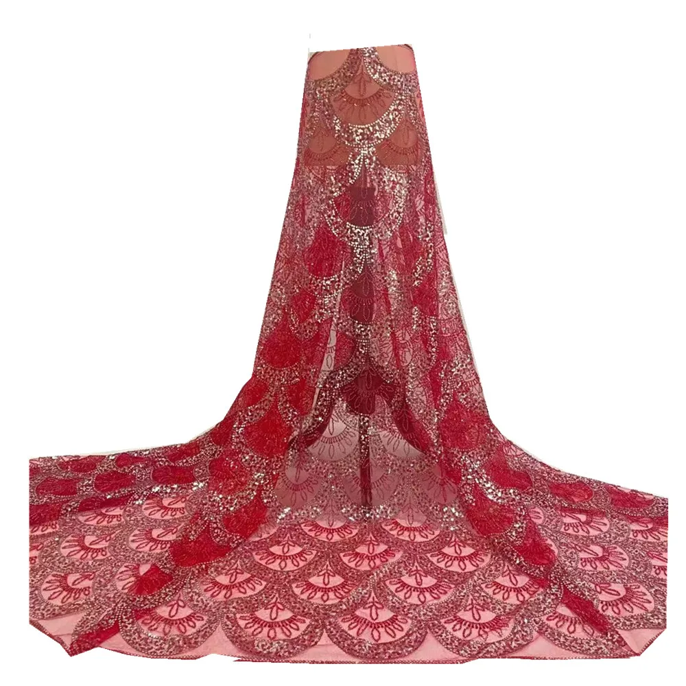 

French Lace Fabric For Dress Latest Nigerian Tulle Lace With Sequins 2021 High Quality Lace African Lace Fabric jh66-420