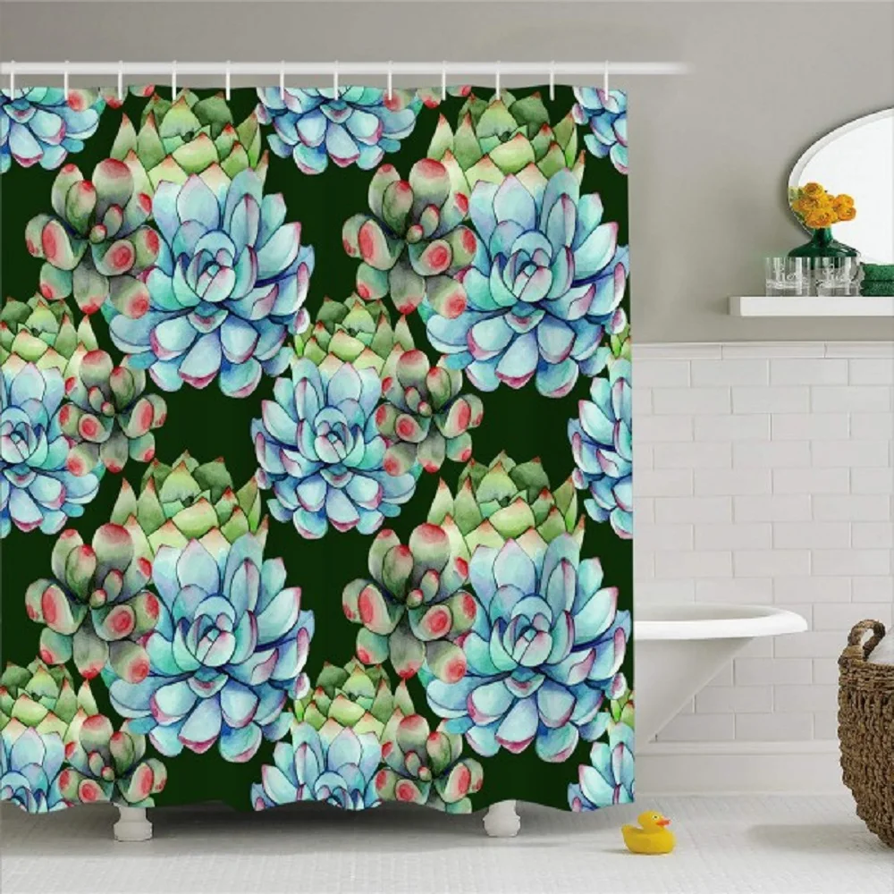Кактус занавеска для душа тропическая Ванна ванной Водонепроницаемый полиэстер