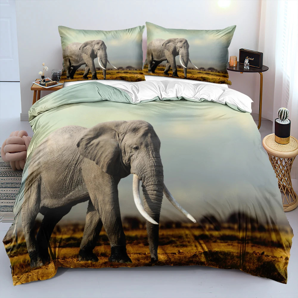 Комплект постельного белья с изображением слонов 140x210 см | Дом и сад