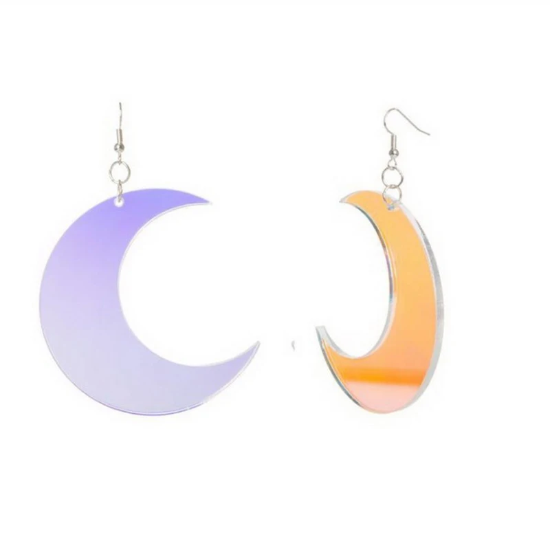 New Gothic Big Dream Color Crescent Acrylic Earrings For Women Girl Fashion witch Magic Moon Statement Dangle E19152 | Украшения и