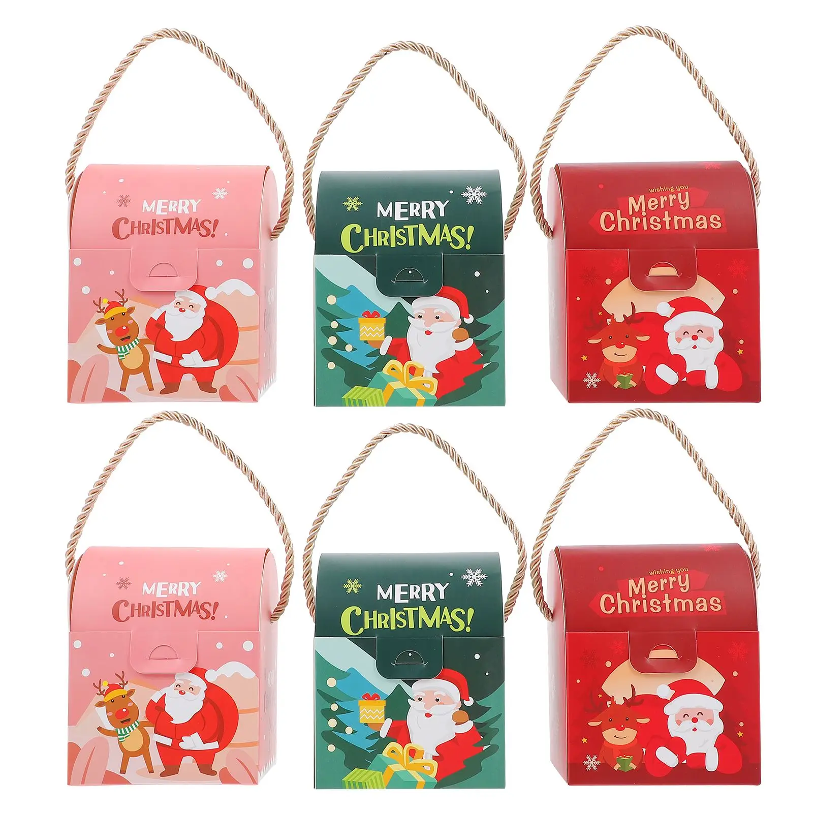 

Рождественская картонная подарочная коробка для детей, 6 шт., коробка для упаковки, коробка для конфет, ручная коробка, коробка для торта