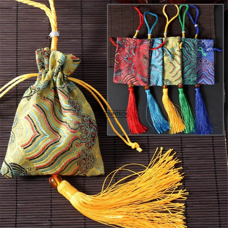 

100 шт мини многоразовая парчовая сумка ручная работа тканевая сумка для хранения подарков китайская шелковая парчовая сумка для ювелирных ...