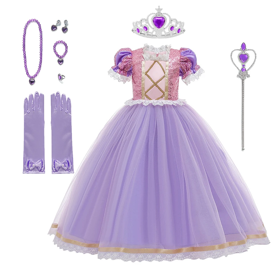 Girls Dress Sophia Rapunzel Princess Dresses for Kids Elegant Birthday Party Cosplay Children Sofia Clothing 3 8 9 1 | Детская одежда и