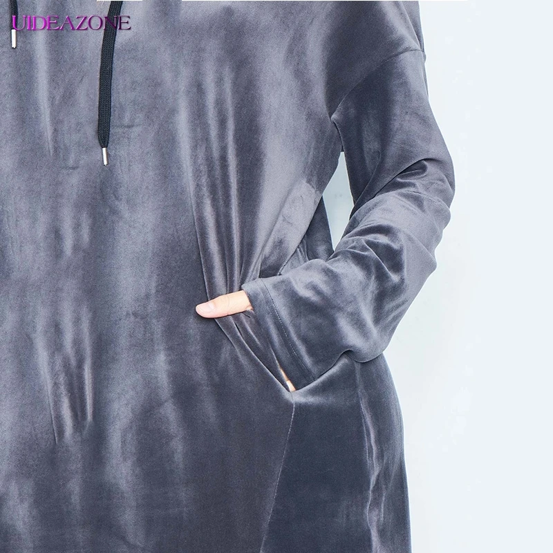 UIDEAZONE 2019 осенне зимние женские платья с капюшоном модная Длинная толстовка