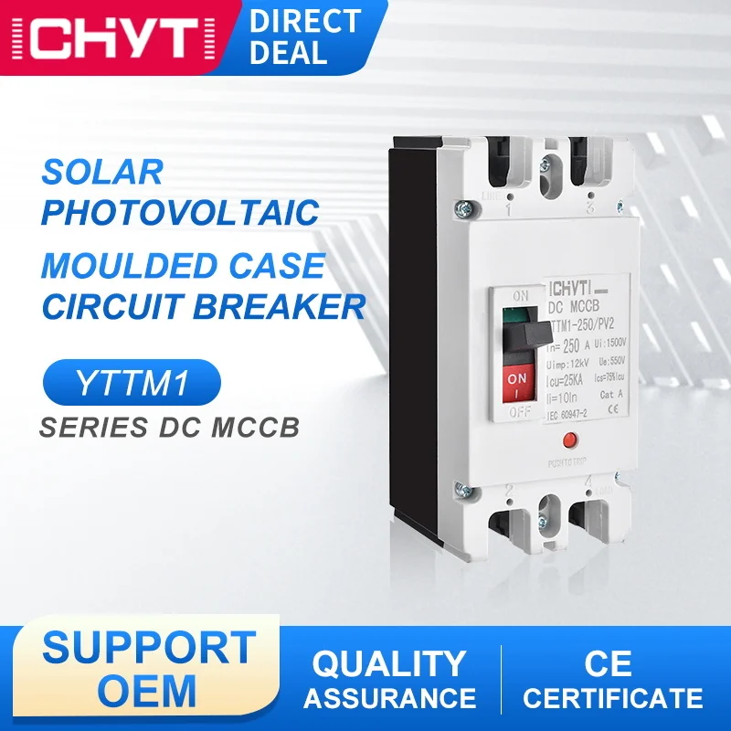

ICHYTI YTTMI-250/PV2 Direct Current Moulded Case Circuit Breaker Switch 2P 550V 160A 200A 250A DC MCCB Solar Battery Main Switch