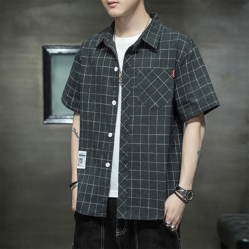 

Summer Short Sleeve Shirt Men's 2021 new men's fashion brand loose Korean fashion shirt men's leisure fashion clothes