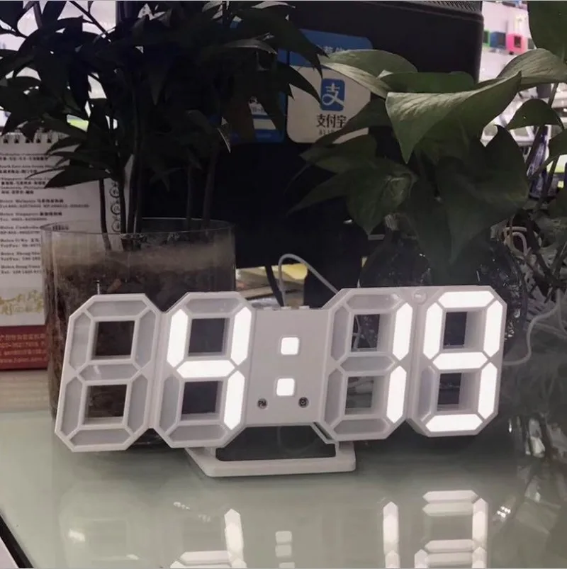 

Alarm Clock Digital LED Mirror Table Clock Wake Up Light Clock Voice Control Digital Wood Clocks Table Decor