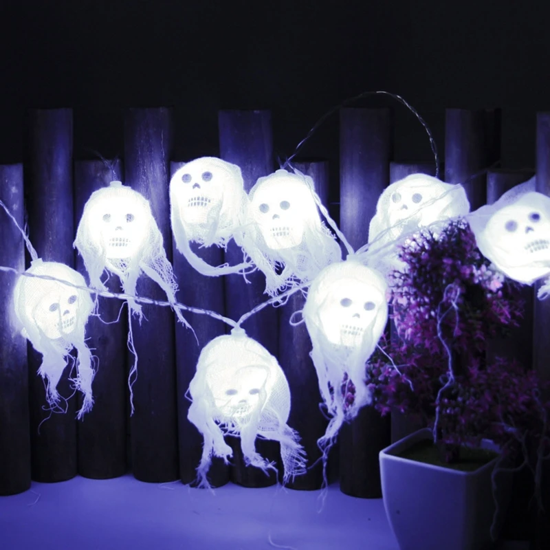 

5M Skull String Halloween Lights Spooky Ghost LED Lantern Battery Powered Decor 27RF