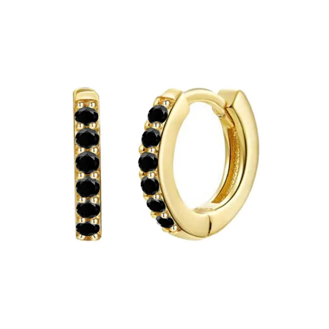 

MC INS 925 Sterling Silver Small Hoop Earrings For Women black/turquoise Diamond Piercing Earrings Korean Style Drop Jewelry