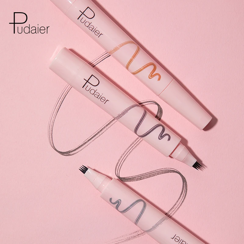 

Pudaier 3D Eyebrow Pencil Waterproof Natural Eye Makeup Eye Brow Tint Dark Brown Liquid Eye Brow Pencil Long Lasting Cosmetic