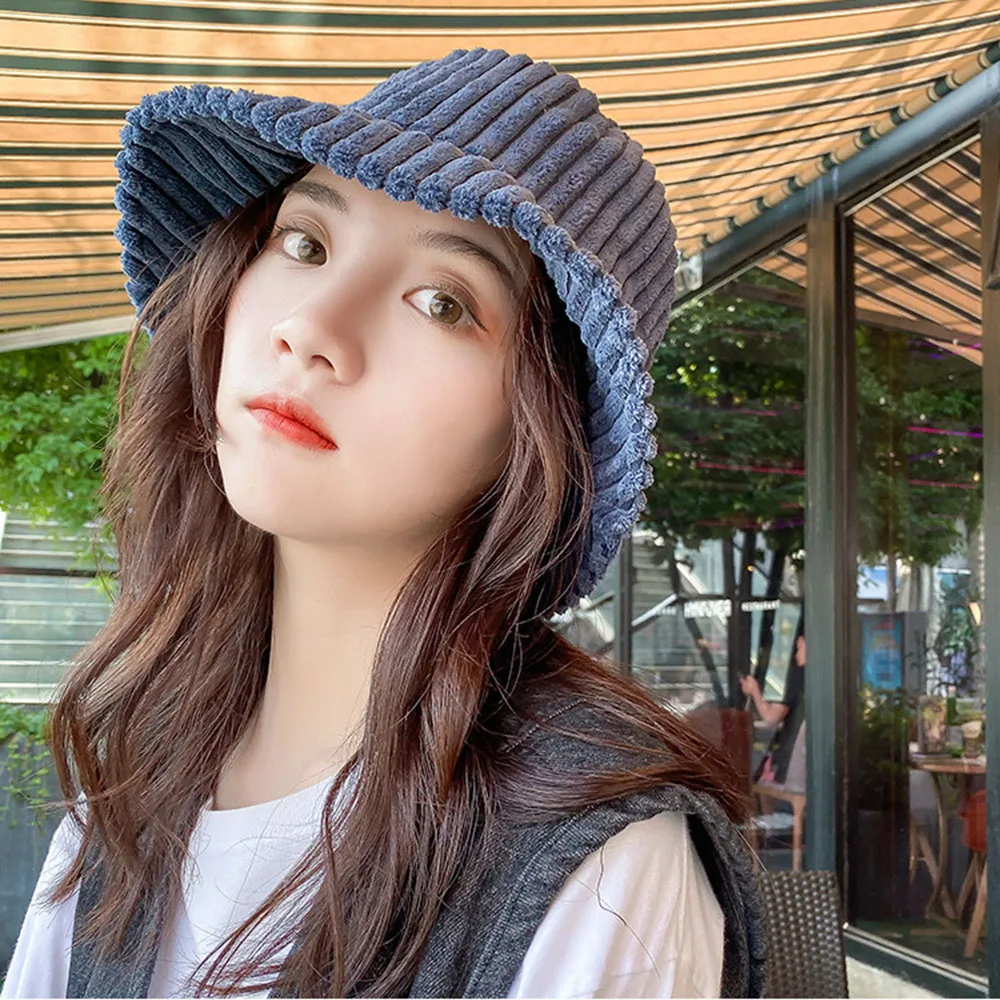 Женские вельветовые шапки в стиле ретро Модные Повседневные рыбацком зимняя