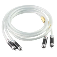 pair 7n pure silver plated occ soft copper conductor rca interconnect cable with carbon fiber rhodium plated rca plug