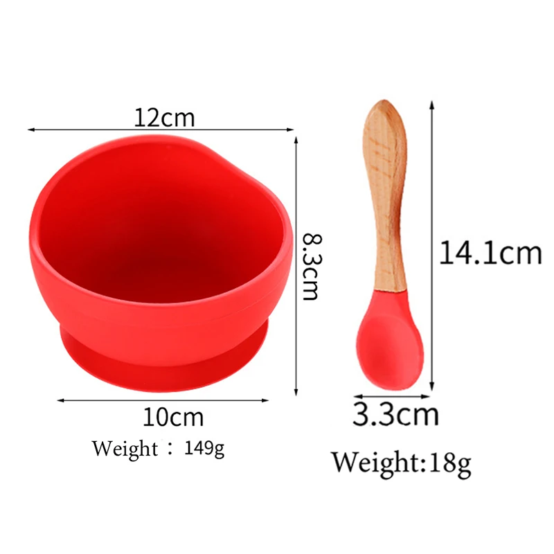 Taz&oacute;n de alimentaci&oacute;n de beb&eacute; de silicona, vajilla impermeable, cuchara, vajilla antideslizante, platos de silicona sin BPA para plato de beb&eacute;-5