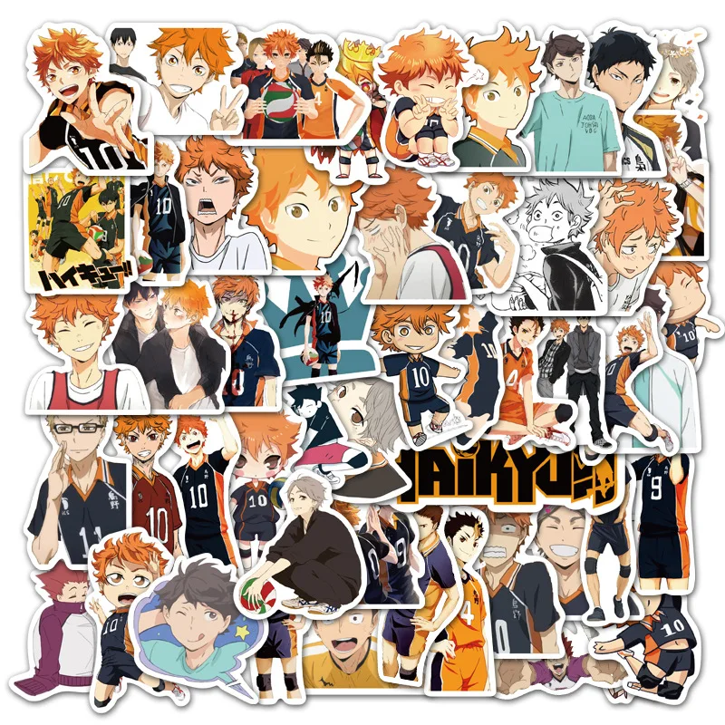 

50pcs Haikyuu!! Cartoon Graffiti Anime Sticker Hinata Shoyo For Laptop Luggage Skateboard Phone Decals Scrapbooking Stickers F4