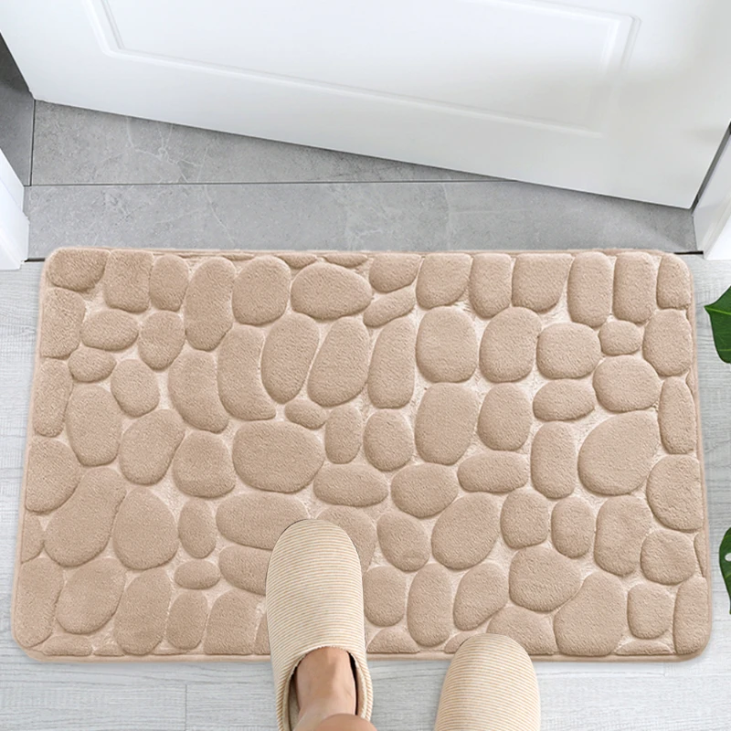 

Memory Foam Bath Mat Cobblestone Embossed Bathroom Floor Rugs Water Absorbent Non-Slip bathroom mat baños accesorio moderno