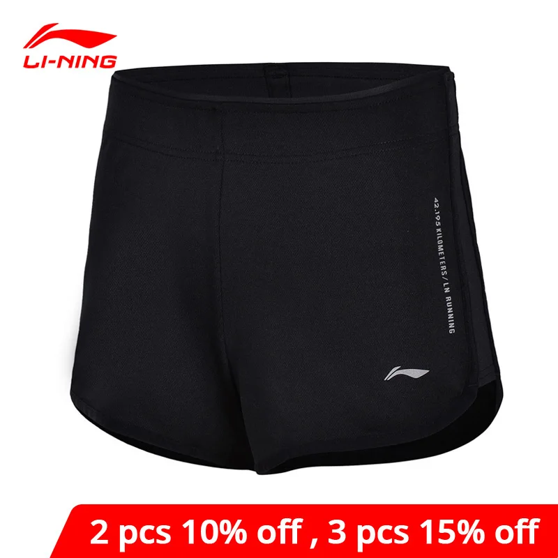 Женские дышащие шорты для бега Li Ning удобные из 100% полиэстера фитнеса с подкладкой
