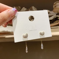 yc5355e s925 silver delicacy cute zircon heart tassels earrings girls banquet gift womens jewelry earrings
