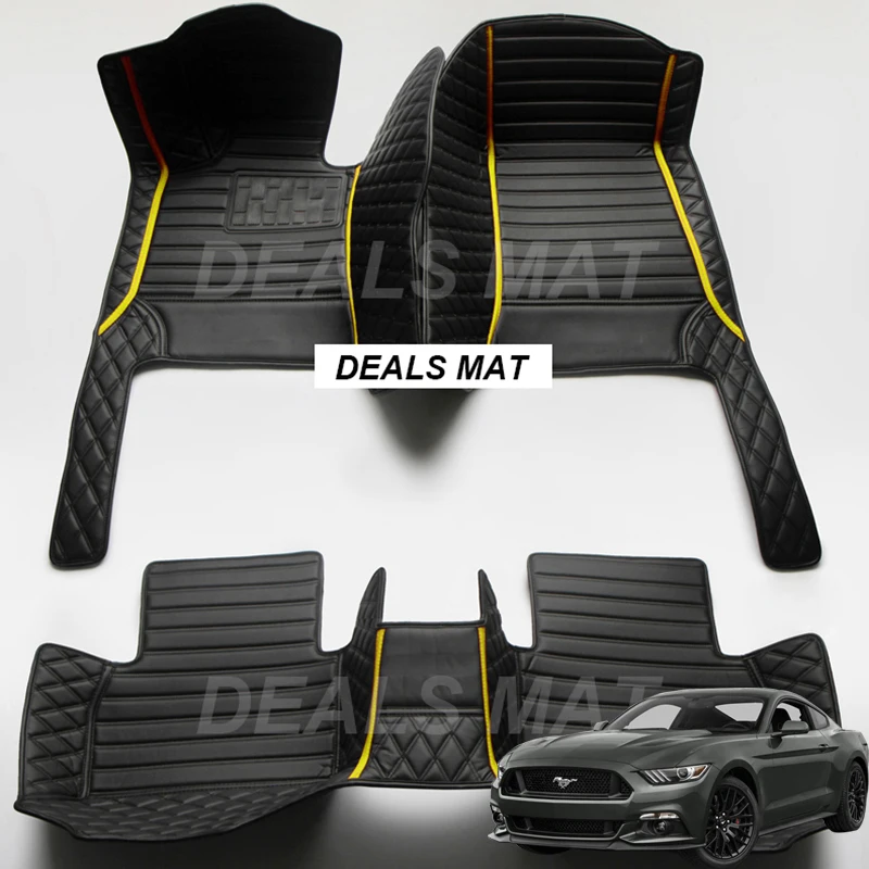 

Luxury Leather 3D Rhd Lhd Custom Car Mats With Pockets Floor Carpet Rugs For Ford Mustang 2015 2016 2017 2018 2019 accessories