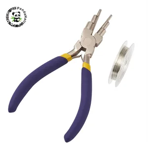 Pandahall 1 комплект, набор ювелирных инструментов сделай сам из углеродистой стали, плоскогубцы с круглым носом и медная Ювелирная проволока, смешанный цвет, 14,5 х7, 9 х1, 3 см