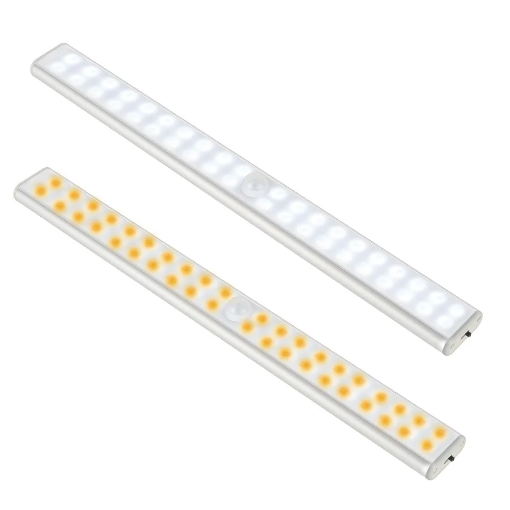 

24/40/60LED Motion Sensor Night Lamp Cabinet Closets Stair Night Light USB Rechargeable Light for Wardrobe Toilet Dropshipping
