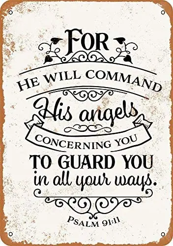 

for He Will Command His Angels Vintage Metal Sign